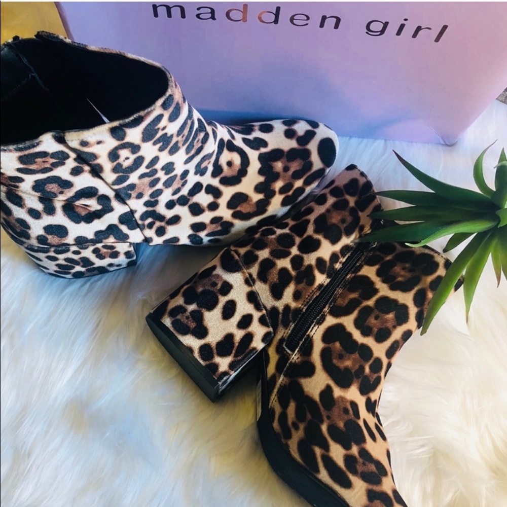 Madden girl leopard velvet booties worn twice